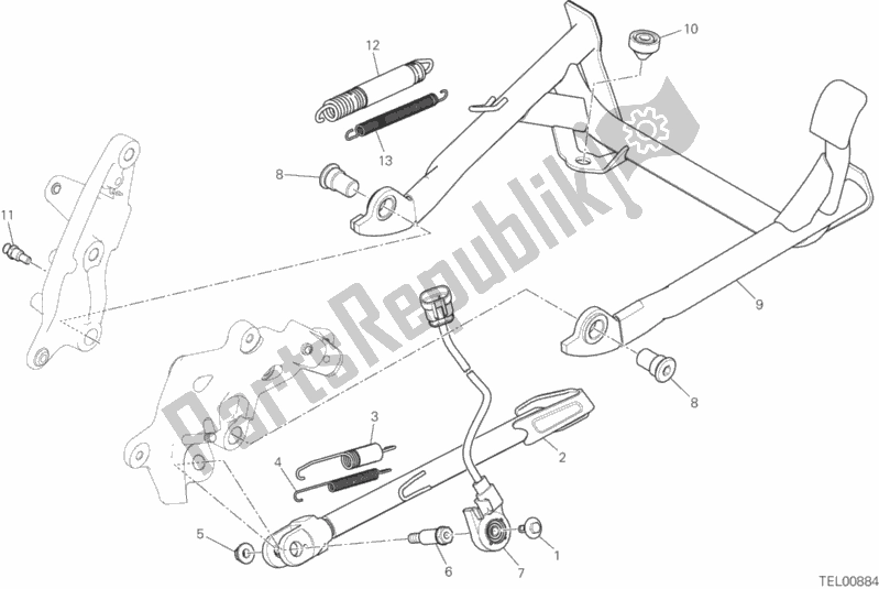 Todas as partes de Suporte Lateral do Ducati Multistrada 1200 Touring USA 2017